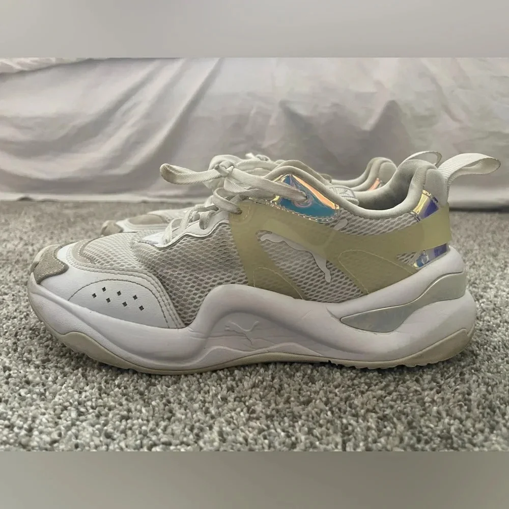 Puma Sneaker Shoe Rise Glow White Reflective Iridescent Women’s Size 8 Retro